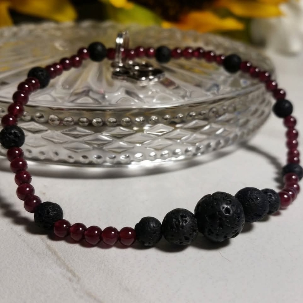 New lava rock and garnet bracelet!